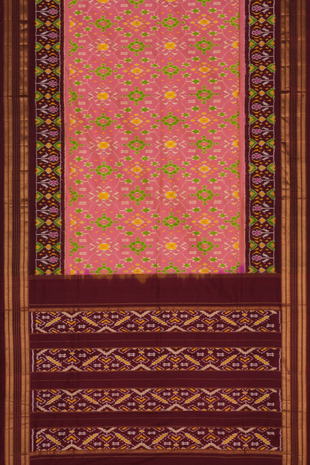 Image of Pochampally Ikat Silk Pink Saree